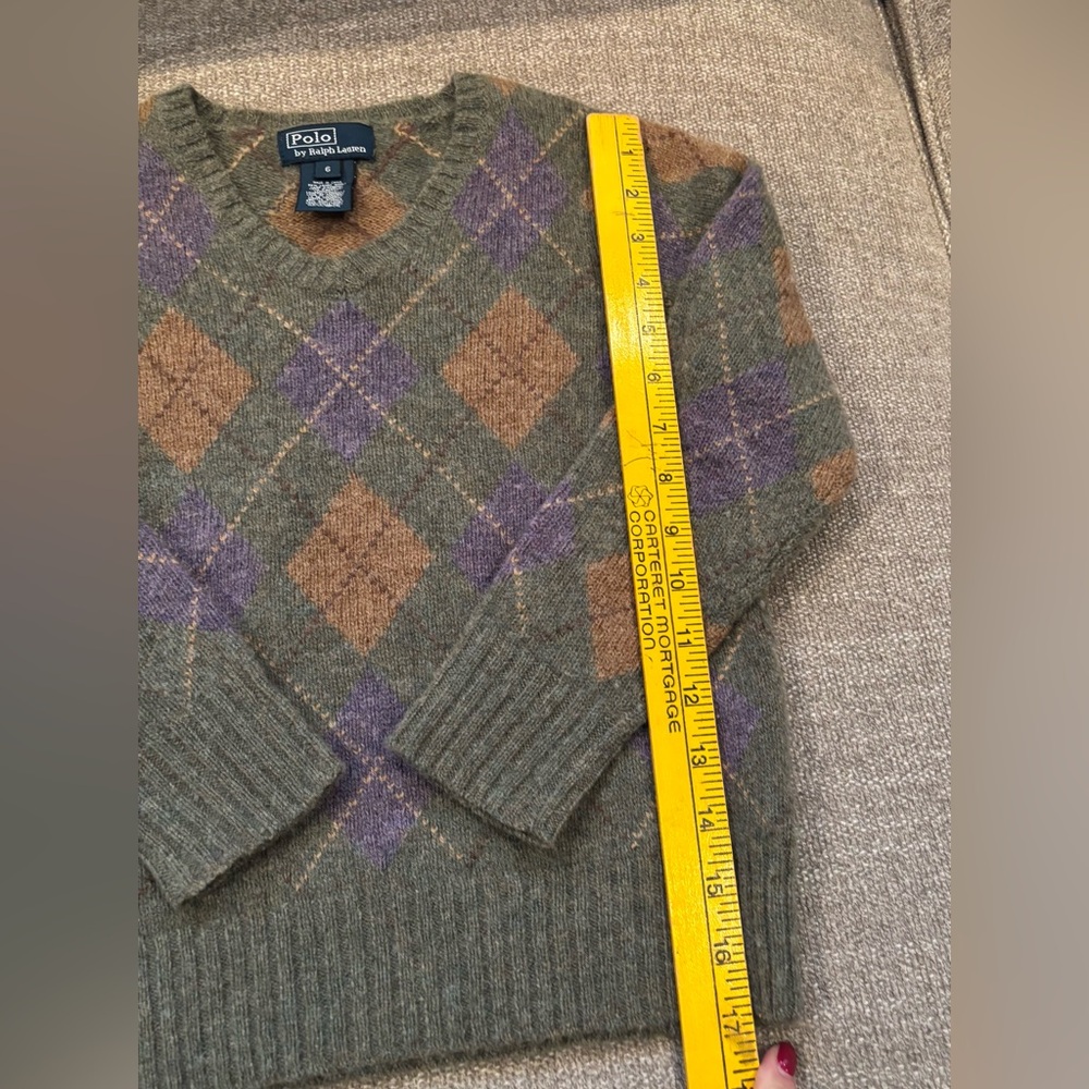✨POLO RALPH LAUREN V-Neck Argyle Sweater - Green, Purple, Brown - Picture 4 of 9